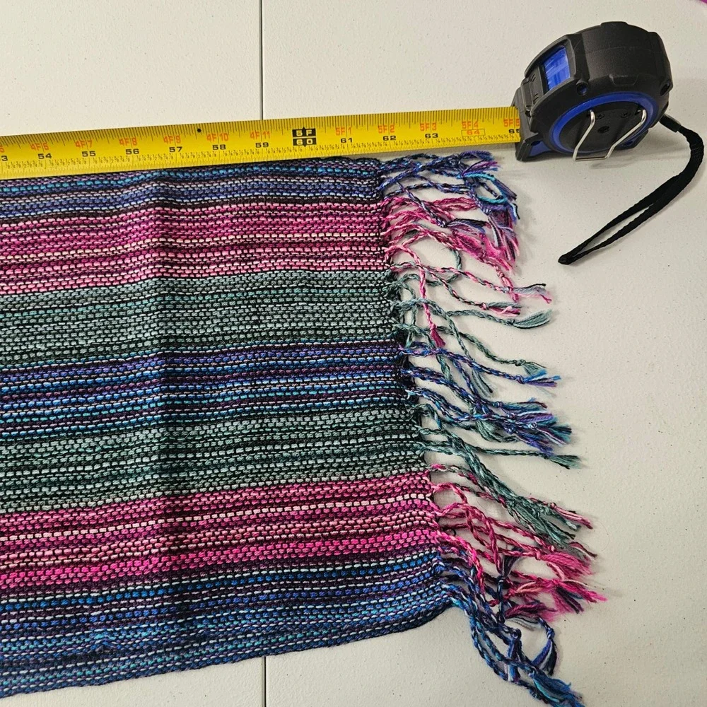 Jalsu Uma Alpaca Scarf OS Jewel Tones Multi Striped Artisan Boho Lightweight